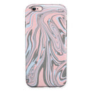 Marbleized Swirling Pink and Gray v4 iPhone 6/6s or 6/6s Plus 2-Piece Hybrid INK-Fuzed Case