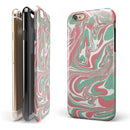 Marbleized Swirling Pink and Green iPhone 6/6s or 6/6s Plus 2-Piece Hybrid INK-Fuzed Case