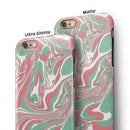 Marbleized Swirling Pink and Green iPhone 6/6s or 6/6s Plus 2-Piece Hybrid INK-Fuzed Case