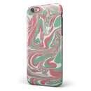 Marbleized Swirling Pink and Green iPhone 6/6s or 6/6s Plus 2-Piece Hybrid INK-Fuzed Case