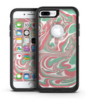 Marbleized Swirling Pink and Green - iPhone 7 or 7 Plus Commuter Case Skin Kit