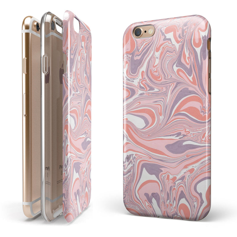 Marbleized Swirling Pink and Purple v3 iPhone 6/6s or 6/6s Plus 2-Piece Hybrid INK-Fuzed Case