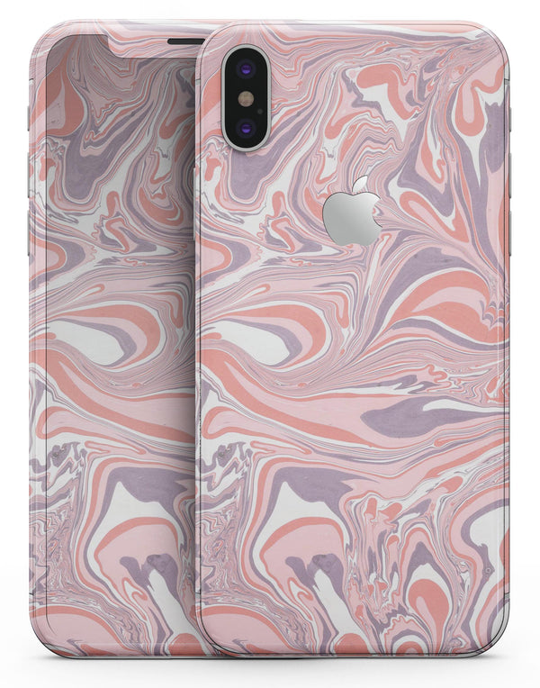 Marbleized Swirling Pink and Purple v3 - iPhone X Skin-Kit