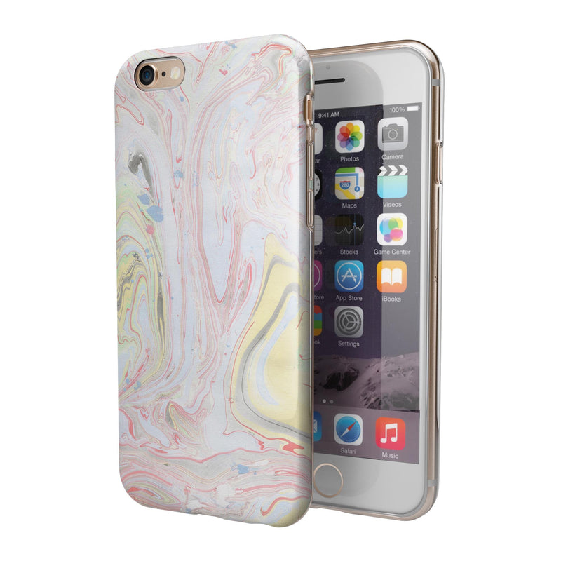 Marbleized Swirling Pink and Yellow v3 iPhone 6/6s or 6/6s Plus 2-Piece Hybrid INK-Fuzed Case