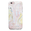 Marbleized Swirling Pink and Yellow v3 iPhone 6/6s or 6/6s Plus 2-Piece Hybrid INK-Fuzed Case