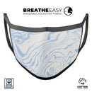 Marbleized Swirling Soft Blue - Made in USA Mouth Cover Unisex Anti-Dust Cotton Blend Reusable & Washable Face Mask with Adjustable Sizing for Adult or Child