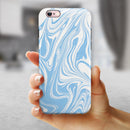 Marbleized Swirling Soft Blue v91 iPhone 6/6s or 6/6s Plus 2-Piece Hybrid INK-Fuzed Case