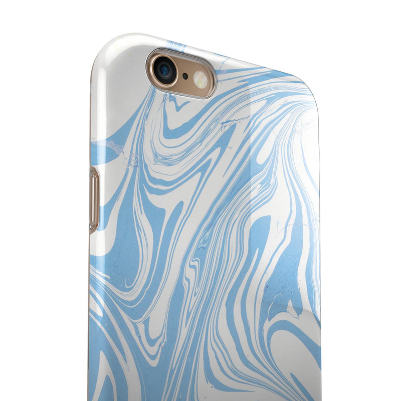 Marbleized Swirling Soft Blue v91 iPhone 6/6s or 6/6s Plus 2-Piece Hybrid INK-Fuzed Case