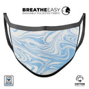 Marbleized Swirling Soft Blue v91 - Made in USA Mouth Cover Unisex Anti-Dust Cotton Blend Reusable & Washable Face Mask with Adjustable Sizing for Adult or Child