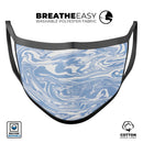 Marbleized Swirling Subtle Blue - Made in USA Mouth Cover Unisex Anti-Dust Cotton Blend Reusable & Washable Face Mask with Adjustable Sizing for Adult or Child