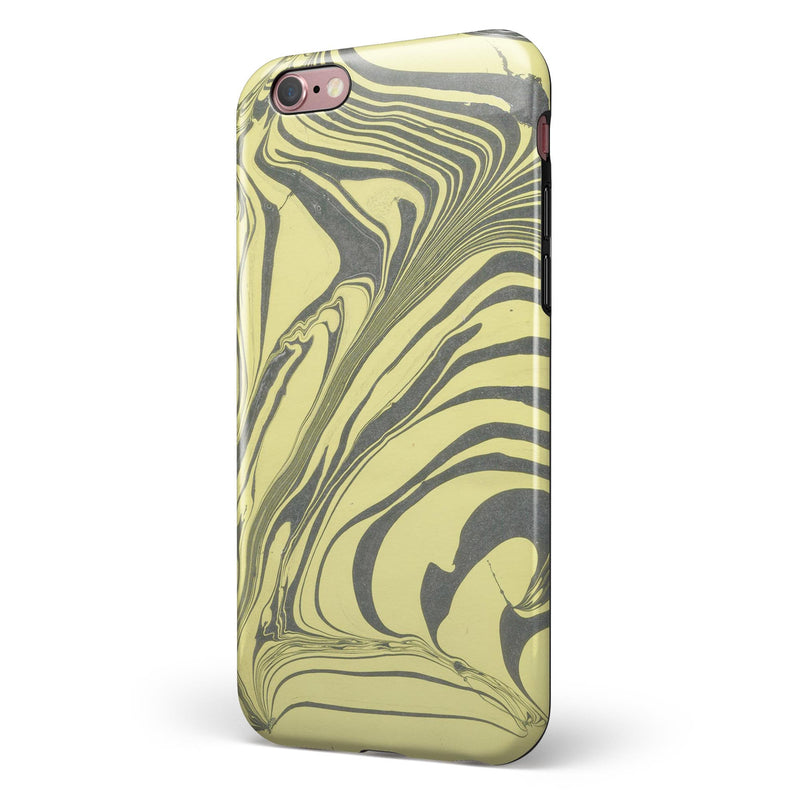 Marbleized Swirling Yellow and Gray iPhone 6/6s or 6/6s Plus 2-Piece Hybrid INK-Fuzed Case
