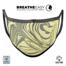 Marbleized Swirling Yellow and Gray - Made in USA Mouth Cover Unisex Anti-Dust Cotton Blend Reusable & Washable Face Mask with Adjustable Sizing for Adult or Child