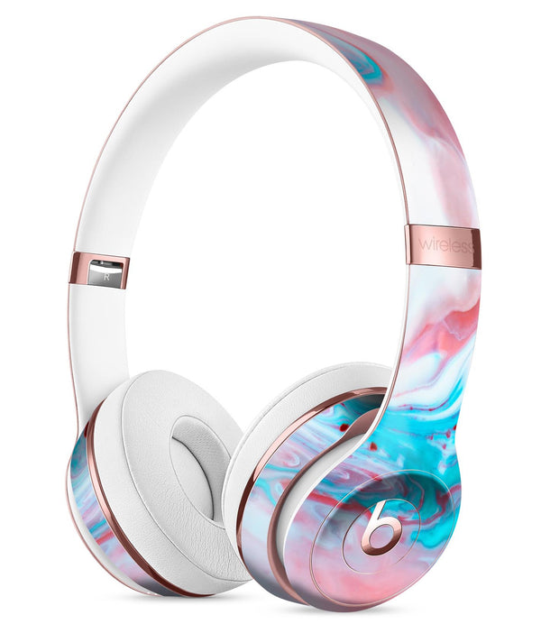 Marbleized Teal and Pink V2 Full-Body Skin Kit for the Beats by Dre Solo 3 Wireless Headphones