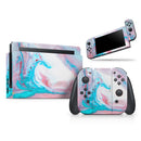 Marbleized Teal and Pink V2 // Skin Decal Wrap Kit for Nintendo Switch Console & Dock, Joy-Cons, Pro Controller, Lite, 3DS XL, 2DS XL, DSi, or Wii - Vinyl Skin Wrap for Nintendo Switch 2, OLED, Lite, Pro Controller, Wii & Classic Handhelds