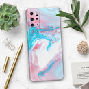 Marbleized Teal and Pink V2 - Premium Vinyl Skin Decal for Samsung Galaxy S25 Ultra, S24, S23, S22 & All Galaxy S Models