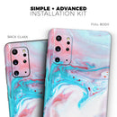 Marbleized Teal and Pink V2 - Premium Vinyl Skin Decal for Samsung Galaxy S25 Ultra, S24, S23, S22 & All Galaxy S Models
