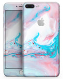 Marbleized Teal and Pink V2 - Skin-kit for the iPhone 8 or 8 Plus