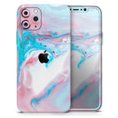 Marbleized Teal and Pink V2 - Vinyl Skin Wrap for iPhone 17 Pro Max, 17 Pro, 17 Air, 17, 16 & All Models — Soft Matte or Ultra Gloss