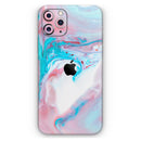 Marbleized Teal and Pink V2 - Vinyl Skin Wrap for iPhone 17 Pro Max, 17 Pro, 17 Air, 17, 16 & All Models — Soft Matte or Ultra Gloss