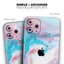 Marbleized Teal and Pink V2 - Vinyl Skin Wrap for iPhone 17 Pro Max, 17 Pro, 17 Air, 17, 16 & All Models — Soft Matte or Ultra Gloss