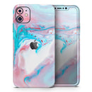 Marbleized Teal and Pink V2 - Vinyl Skin Wrap for iPhone 17 Pro Max, 17 Pro, 17 Air, 17, 16 & All Models — Soft Matte or Ultra Gloss