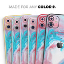 Marbleized Teal and Pink V2 - Vinyl Skin Wrap for iPhone 17 Pro Max, 17 Pro, 17 Air, 17, 16 & All Models — Soft Matte or Ultra Gloss