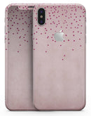 Mauve Hearts Over Pale Pink Watercolor  - iPhone X Skin-Kit