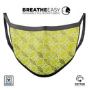 Micro Brown and Lime Green Overlapping Leaves - Made in USA Mouth Cover Unisex Anti-Dust Cotton Blend Reusable & Washable Face Mask with Adjustable Sizing for Adult or Child