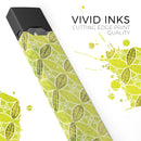 Micro Brown and Lime Green Overlapping Leaves - Premium Decal Protective Skin-Wrap Sticker compatible with the Juul Labs vaping device