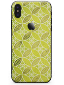Micro Brown and Lime Green Overlapping Leaves - iPhone X Skin-Kit