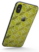 Micro Brown and Lime Green Overlapping Leaves - iPhone X Skin-Kit