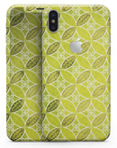 Micro Brown and Lime Green Overlapping Leaves - iPhone X Skin-Kit