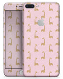 Micro Cartoon Giraffes Over Pink - Skin-kit for the iPhone 8 or 8 Plus