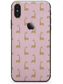 Micro Cartoon Giraffes Over Pink - iPhone X Skin-Kit