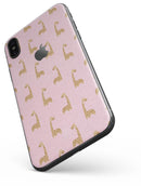 Micro Cartoon Giraffes Over Pink - iPhone X Skin-Kit