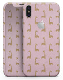Micro Cartoon Giraffes Over Pink - iPhone X Skin-Kit