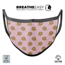 Micro Cartoon Lions Over Pink - Made in USA Mouth Cover Unisex Anti-Dust Cotton Blend Reusable & Washable Face Mask with Adjustable Sizing for Adult or Child