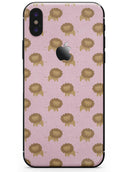 Micro Cartoon Lions Over Pink - iPhone X Skin-Kit