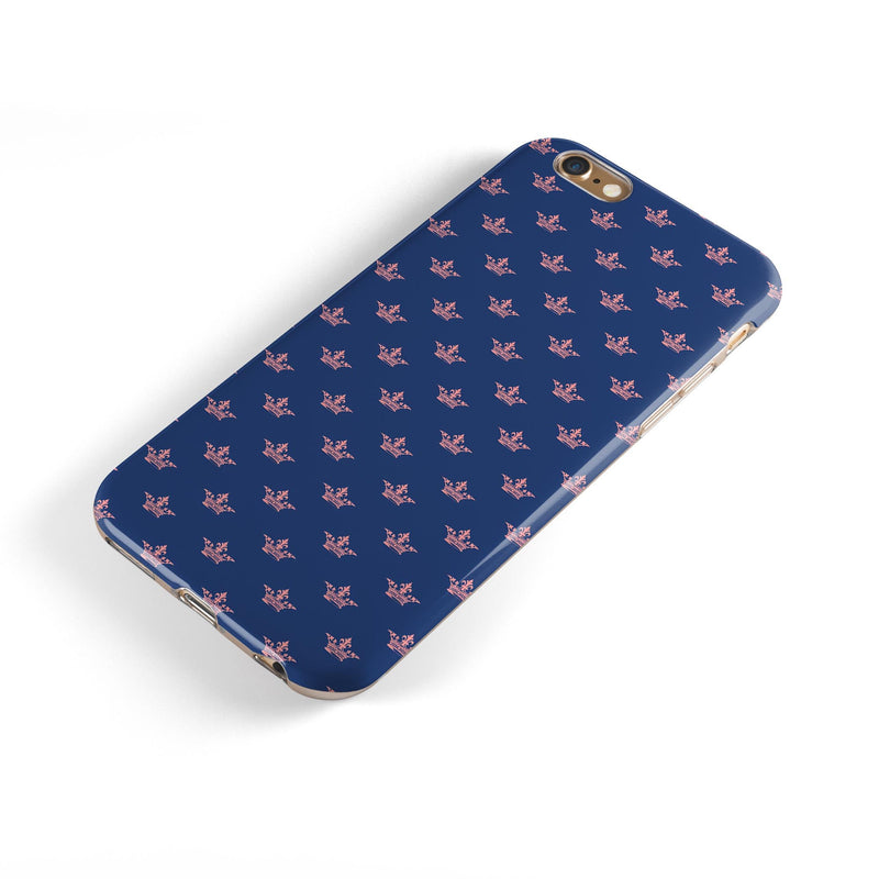 Micro Coral Crowns Over Navy iPhone 6/6s or 6/6s Plus 2-Piece Hybrid INK-Fuzed Case