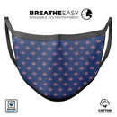 Micro Coral Crowns Over Navy - Made in USA Mouth Cover Unisex Anti-Dust Cotton Blend Reusable & Washable Face Mask with Adjustable Sizing for Adult or Child