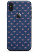 Micro Coral Crowns Over Navy - iPhone X Skin-Kit