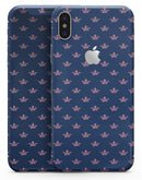 Micro Coral Crowns Over Navy - iPhone X Skin-Kit