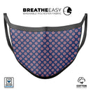 Micro Coral Flowers Over Navy - Made in USA Mouth Cover Unisex Anti-Dust Cotton Blend Reusable & Washable Face Mask with Adjustable Sizing for Adult or Child