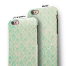 Micro Faded Teal Rococo Pattern iPhone 6/6s or 6/6s Plus 2-Piece Hybrid INK-Fuzed Case