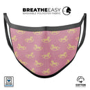 Micro Golden Pony Over Pink - Made in USA Mouth Cover Unisex Anti-Dust Cotton Blend Reusable & Washable Face Mask with Adjustable Sizing for Adult or Child