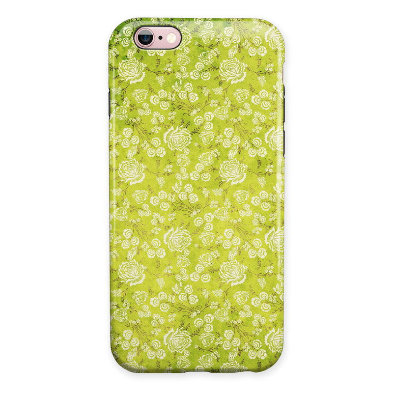 Micro Green Rose Pattern iPhone 6/6s or 6/6s Plus 2-Piece Hybrid INK-Fuzed Case