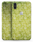 Micro Green Rose Pattern - iPhone X Skin-Kit