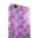 Micro Hearts Over Purple adn Piink Grunge Surface iPhone 6/6s or 6/6s Plus 2-Piece Hybrid INK-Fuzed Case