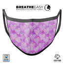 Micro Hearts Over Purple adn Piink Grunge Surface - Made in USA Mouth Cover Unisex Anti-Dust Cotton Blend Reusable & Washable Face Mask with Adjustable Sizing for Adult or Child