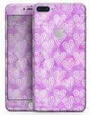 Micro Hearts Over Purple adn Piink Grunge Surface - Skin-kit for the iPhone 8 or 8 Plus